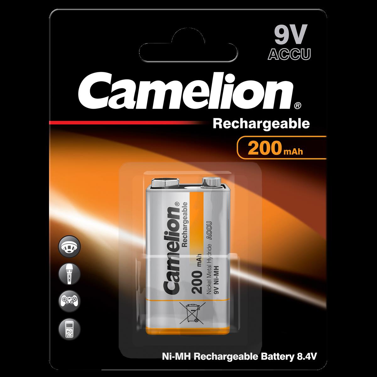 Block-Akku CAMELION, 200mAh, Typ 9V Block, NiMH, 1er-Blister