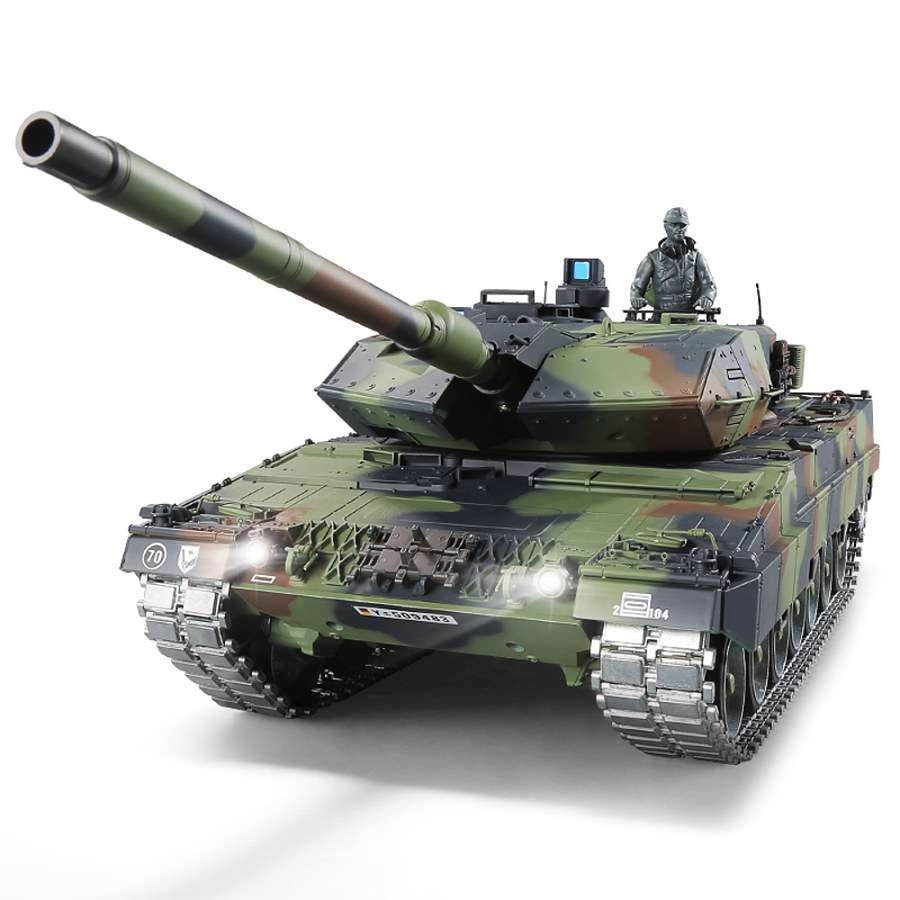 RC Panzer "German Leopard 2A6" Heng Long 1:16 mit R&S, Metallgetriebe (Stahl) und Metallketten -2,4Ghz -V 7.0 - PRO