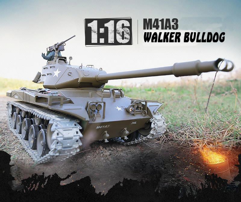 RC Panzer M41 A3 "WALKER BULLDOG" Heng Long 1:16 mit R&S, Metallgetriebe und Metallketten -2,4Ghz V6.0 -PRO