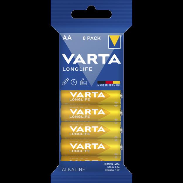 Mignon-Batterie VARTA ''LONGLIFE'' Alkaline, 1,5V, Typ AA, 8er-Pack