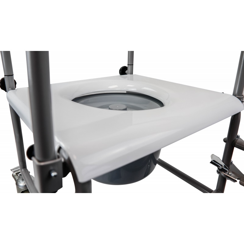 TSF Fahrbarer Toilettenstuhl Rostfrei mit Rückenlehne Neu belastbar bis 130KG