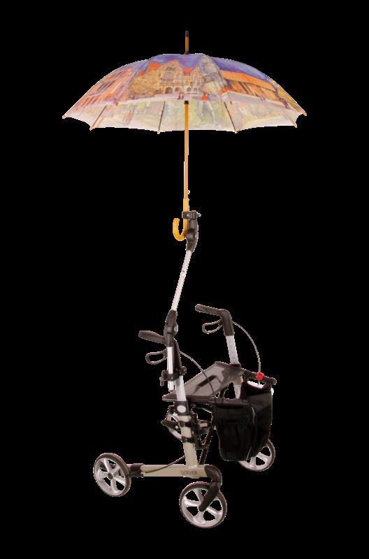 ROLLATORSCHIRMHALTER.99 für Rundrohre 22 und 25 mm und Oval-Rohre bis 55 mmschwarz, silberAluminium, Kunstoff