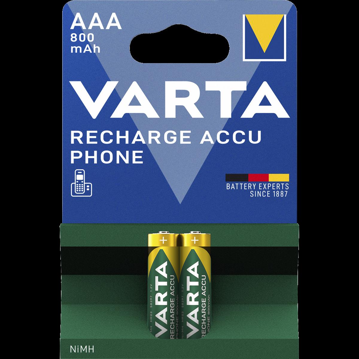 Micro-Akku VARTA ''Phone Power'', Ni-MH, 800mA, Typ AAA, 2er-Blister