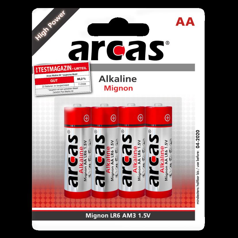 Mignon-Batterie Alkaline 1,5V, Typ AA/LR6, 4er-Pack