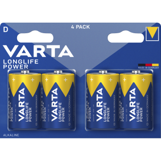 Mono-Batterie VARTA ''Longlife Power'' Alkaline, Typ D, LR20, 1,5V, 4er Pack