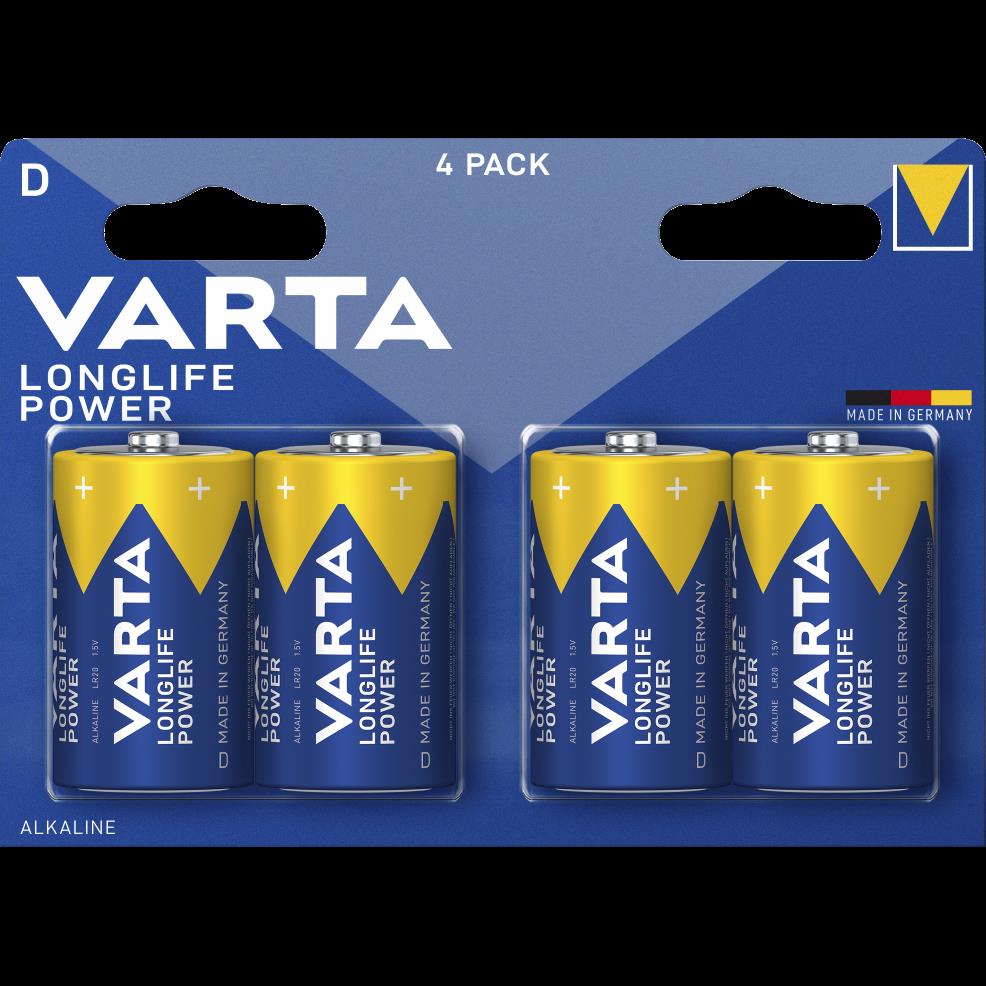 Mono-Batterie VARTA ''Longlife Power'' Alkaline, Typ D, LR20, 1,5V, 4er Pack