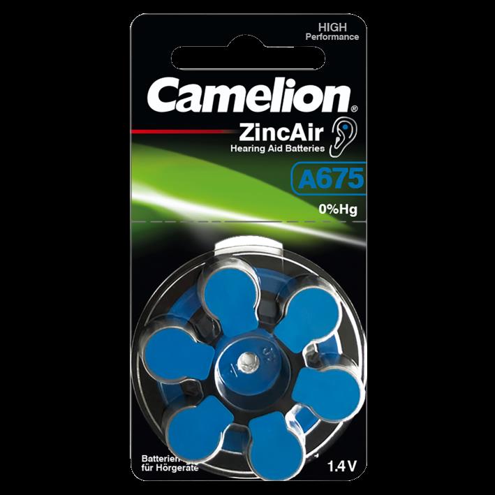 Knopfzelle CAMELION, A675, Zink-Luft, 6er-Blister
