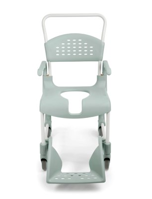 Dusch- und Toilettenrollstuhl Clean, vordere Öffnung, lagoon>>>>SH 55 cm