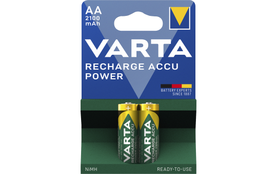 Mignon-Akku VARTA, Typ AA, NiMH-Akku, HR06, 1,2V/2100 mAh, Pre-charged, 2er Pack
