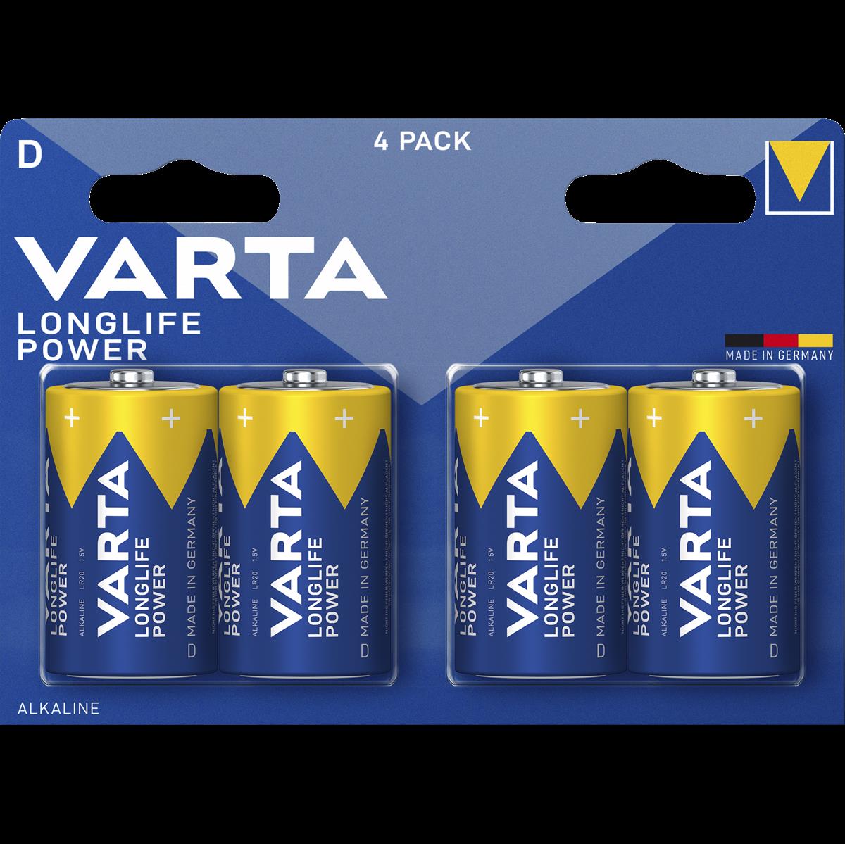Mono-Batterie VARTA ''Longlife Power'' Alkaline, Typ D, LR20, 1,5V, 4er Pack