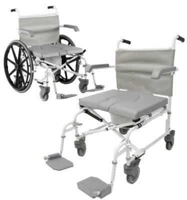 Duschtoilettenrollstuhl DUO MOTION XL, 5" Räder, grau-weiß>>>>