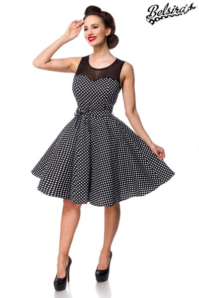 Kleid mit Dots/Farbe:schwarz/weiß/Größe:XL