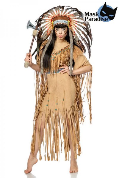 Indianerinkostüm: Native American/Farbe:beige/Größe:XL