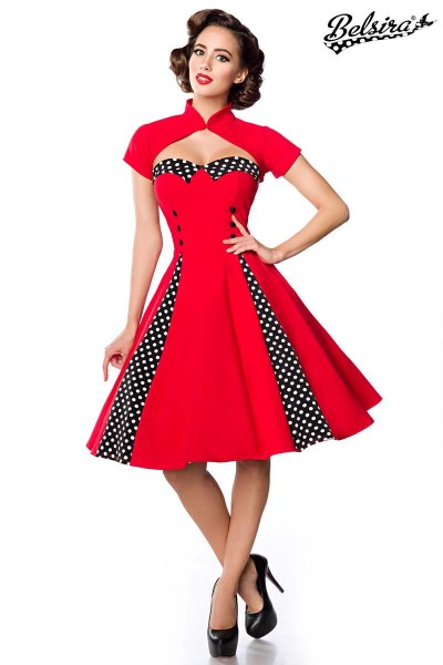 Vintage-Kleid mit Bolero/Farbe:rot/schwarz/weiß/Größe:XL
