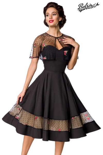 Vintage-Kleid mit Cape/Farbe:schwarz/Größe:L