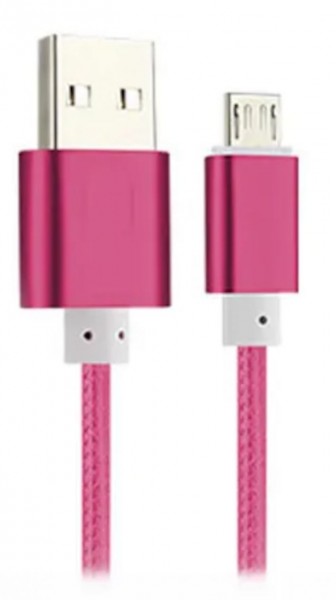 Top 1m USB-A (m) auf micro USB (m) Kabel geflochten, Pink Ladekabel 3A, Android Smartphones Tablets