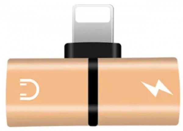 Top Lightning (m) auf Lightning Ladeadapter (w) und Lightning Audio Stecker rosegold (w) Splitter zu