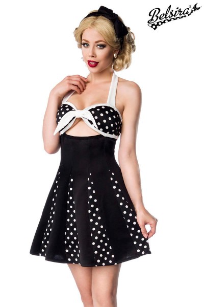 Godet-Kleid mit Schleife/Farbe:schwarz/weiß/Größe:XS