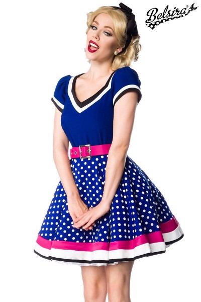 Kleid mit Gürtel/Farbe:blau/rosa/weiß/Größe:M