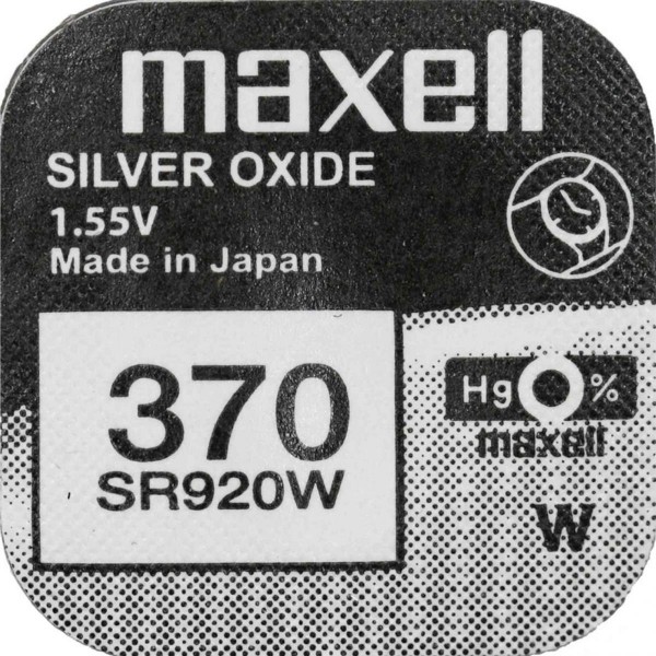 Maxell 10x 370 Uhrenzelle Silber Oxid Knopfzelle SR 920 W V370 M370 39mAh 1,55 V 1er Blister SR920W