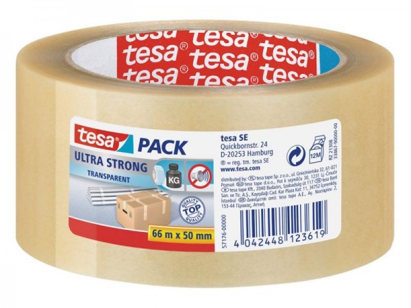 Tesa Pack Ultra Strong PVC 50mm/66 Meter (57176 Transparent)