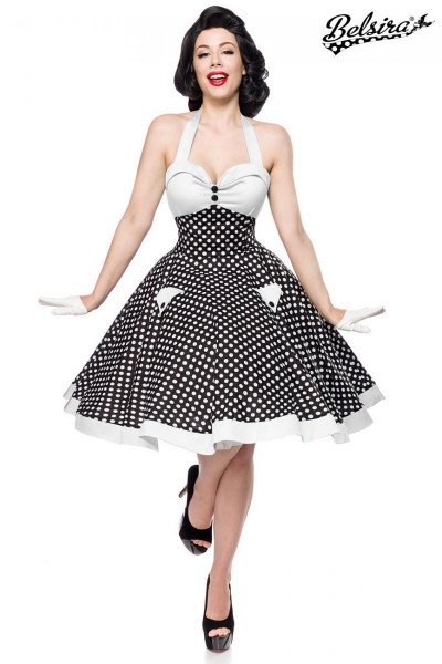 Vintage-Swing-Kleid/Farbe:schwarz/weiß/Größe:S