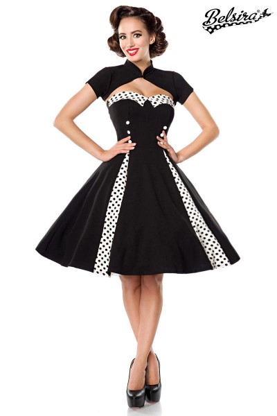 Vintage-Kleid mit Bolero/Farbe:schwarz/weiß/Größe:XXS