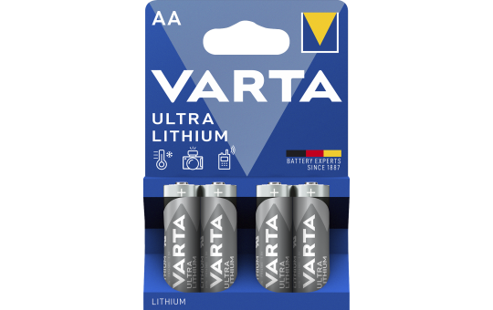 Mignon-Batterie VARTA Professional Lithium, Typ AA/6106, 4er-Blister
