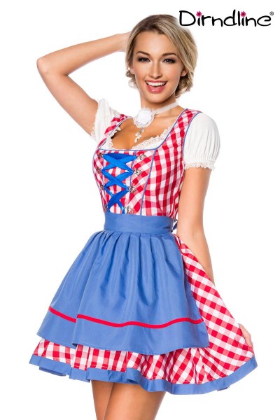 Traditionelles Minidirndl/Farbe:rot/blau/weiß/Größe:2XL