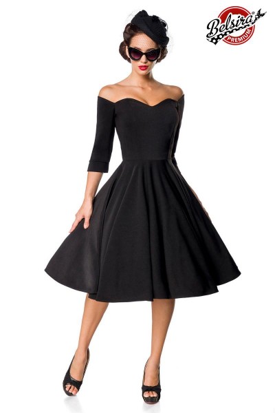 Belsira Premium Vintage Swing-Kleid/Farbe:schwarz/Größe:4XL