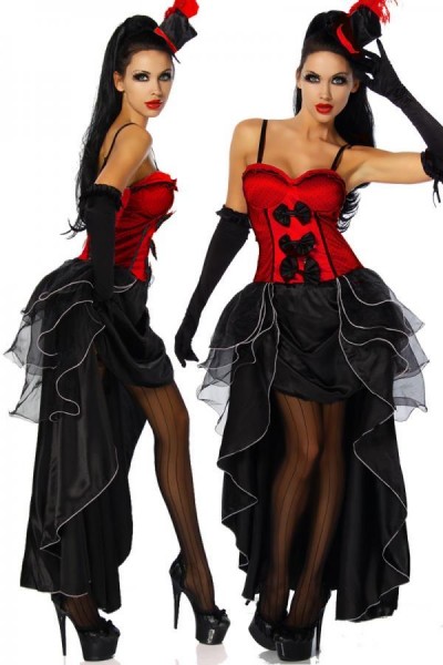 Cabarett-Kostüm/Farbe:rot/schwarz/Größe:L