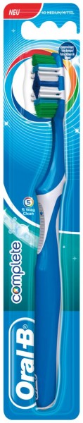 Oral-B Complete Zahnbürste mit 5 Reinigungszonen mittel 1 Stück Handzahnbürste mit PowerTip Borsten