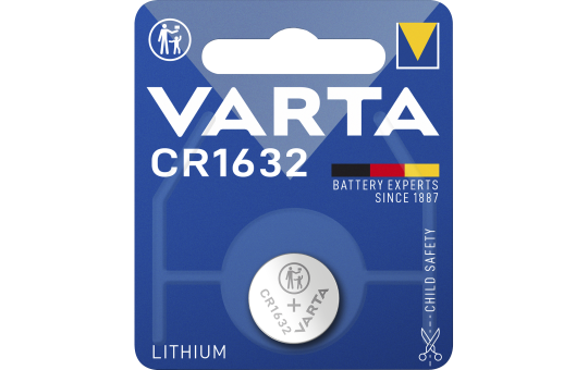 Lithium-Knopfzelle VARTA CR1632 3V, 16x3,2mm, 1er-Blister