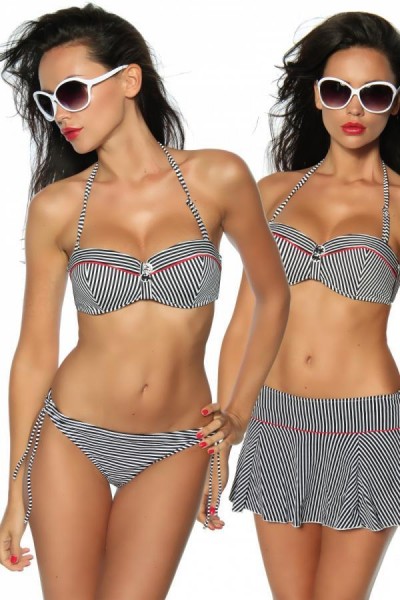 Push-Up Bikini-Set/Farbe:schwarz/weiß/rot/Größe:XS