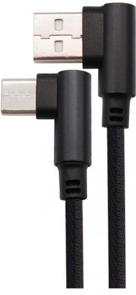 Top 90° gewinkeltes USB-A (m) auf micro USB (m) 1m Kabel schwarz 2,4A Ladestrom, zum Laden von Handy