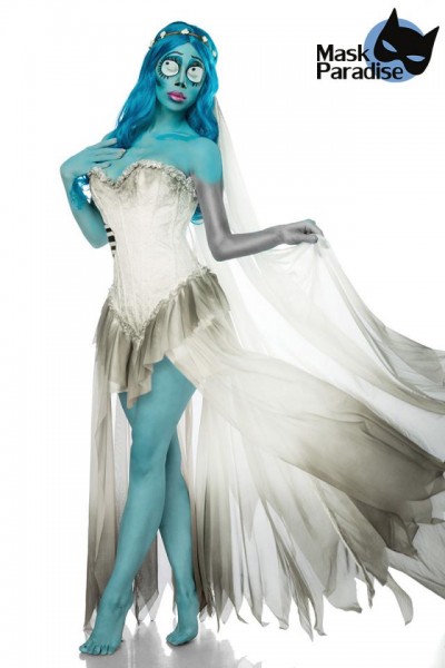 Skeleton Bride Kostüm/Farbe:weiß/blau/Größe:L