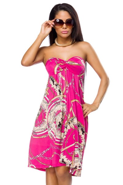 Bandeau-Kleid/Farbe:pink/gemustert/Größe:M