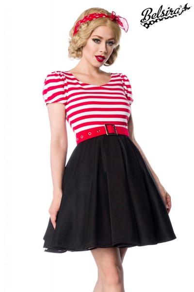 Jersey Kleid/Farbe:schwarz/weiß/rot/Größe:XL