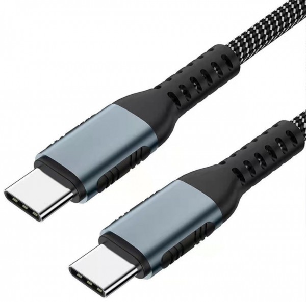 Top 100Watt USB-C auf USB-C Kabel 1m geflochten grau Ladekabel Power Delivery und SuperSpeed+. Für M