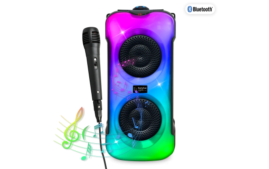 Karaoke-Set, inkl. Mikrofon, Bluetooth, USB, AUX, FM Radio, mit Lichteffekten