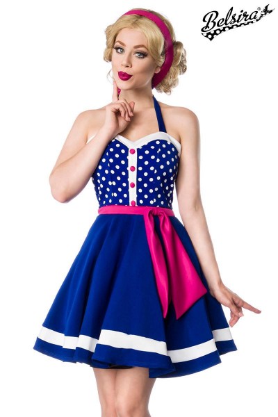 Neckholder Kleid/Farbe:blau/rosa/weiß/Größe:L