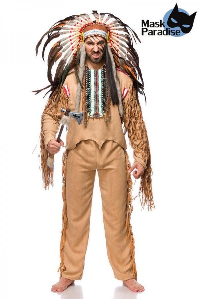 Indianerkostüm: Native American Herren/Farbe:beige/Größe:M