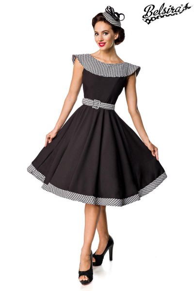 Premium Vintage Swing-Kleid/Farbe:schwarz/weiß/Größe:2XL