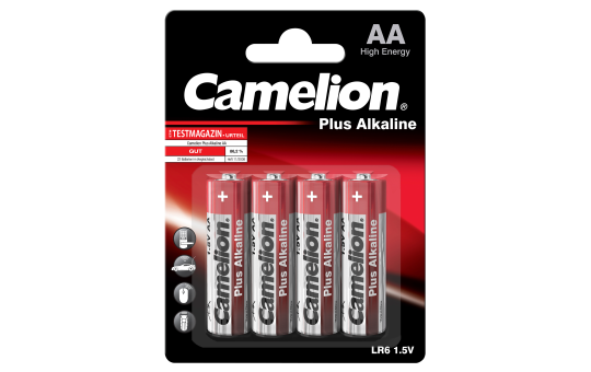 Mignon-Batterie CAMELION Plus Alkaline 1,5 V, Typ AA/LR6, 4er-Blister