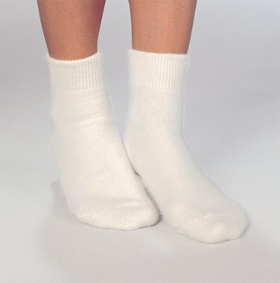 Fußwärmer/Socken 40% Angora m.Frotteesohle natur Gr.S