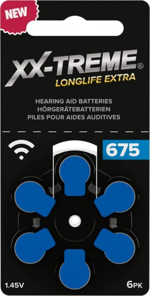 XX-Treme Longlife Extra Hörgerätebatterien Typ 675 konzipiert für höchste Leistung Pack mit 1 Bliste