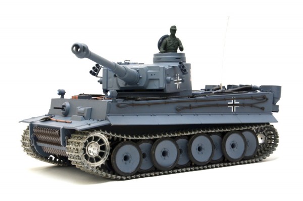 RC Panzer "German Tiger I" Heng Long 1:16 Grau, Rauch&Sound,Metallgetriebe (Stahl) und Metallketten