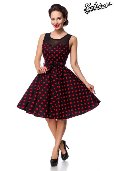 Kleid mit Dots/Farbe:schwarz/rot/Größe:3XL