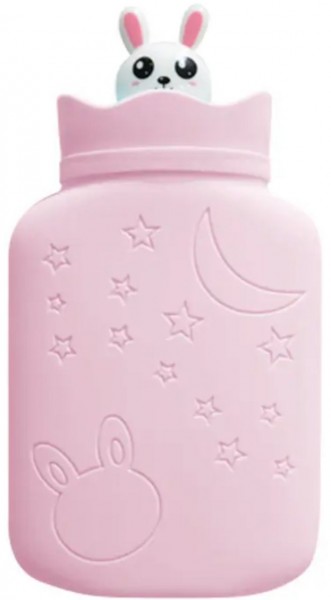 Top Mini Silikon Hase Wärmflasche 350 ml Bettflasche Handwärmer für Erwachsene und Kinder Pink WHP-0