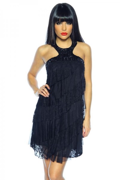 Neckholder-Kleid in Spitze/Farbe:schwarz/Größe:M